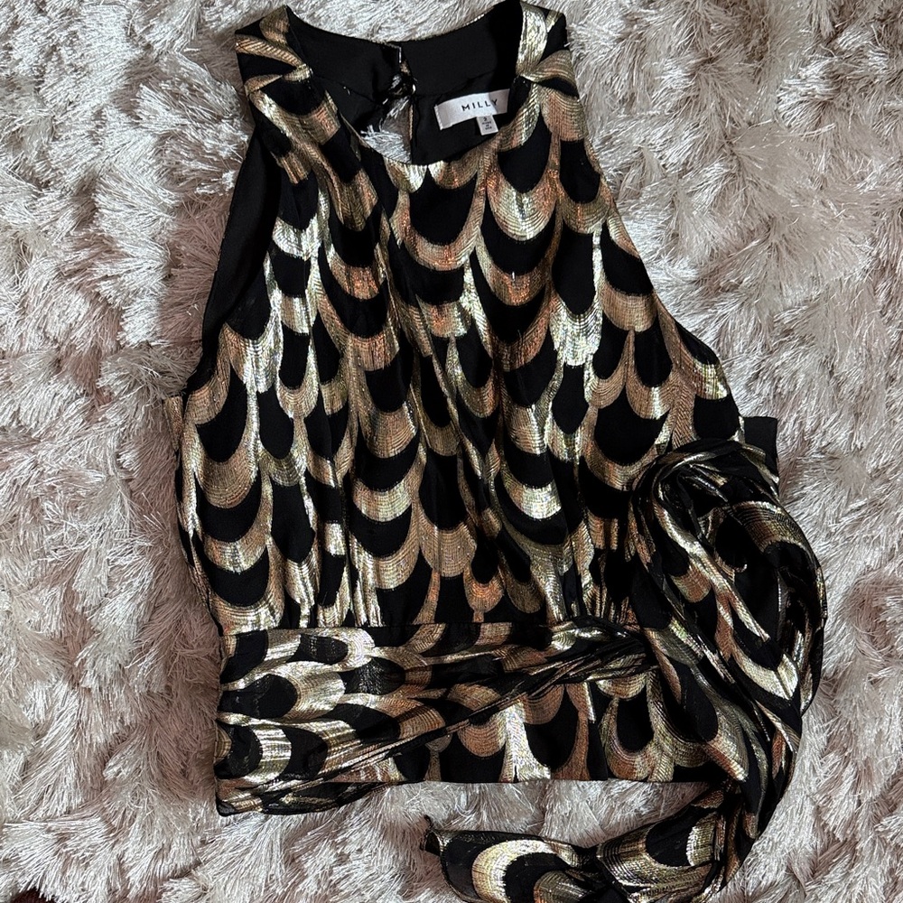 Milly Black and Gold Sleeveless Top